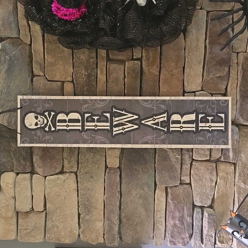 Halloween Skull Beware Sign